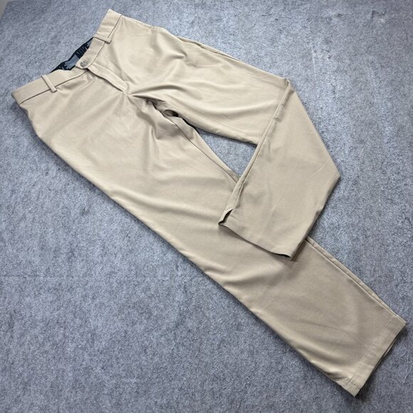 Nike Golf Pants Men 34 x 32 Beige Flat Front Stretch Flex Core Standard AJ5489 - Picture 1 of 16
